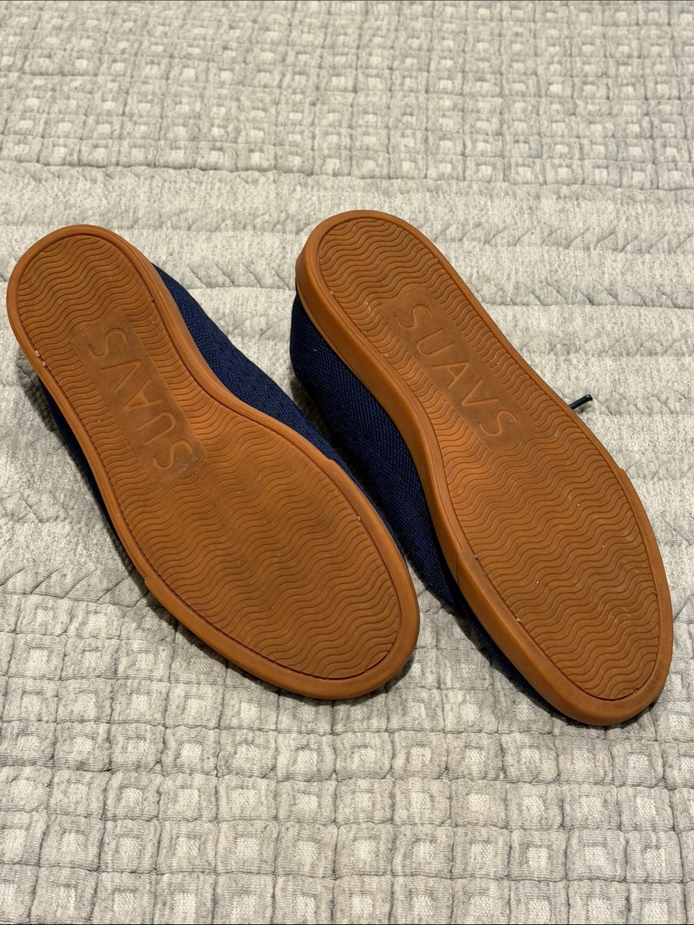 Suavs Navy Knit Sneakers with Brown Outsole - Picture 3 of 5